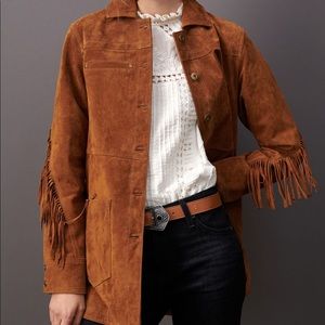 Pilcro Danae Fringed Suede Jacket XSP